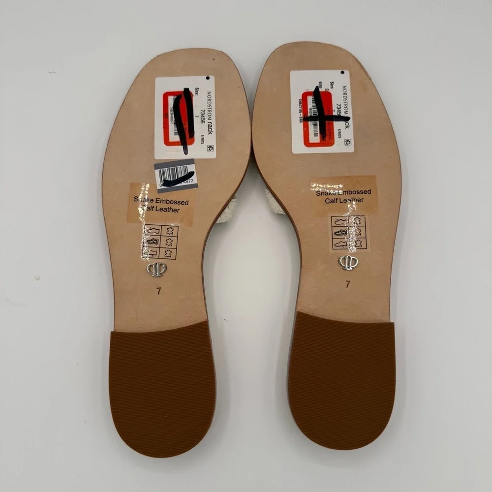 PAIGE Toby Snake‑Embossed Leather Slide Sandals Women’s Size 7